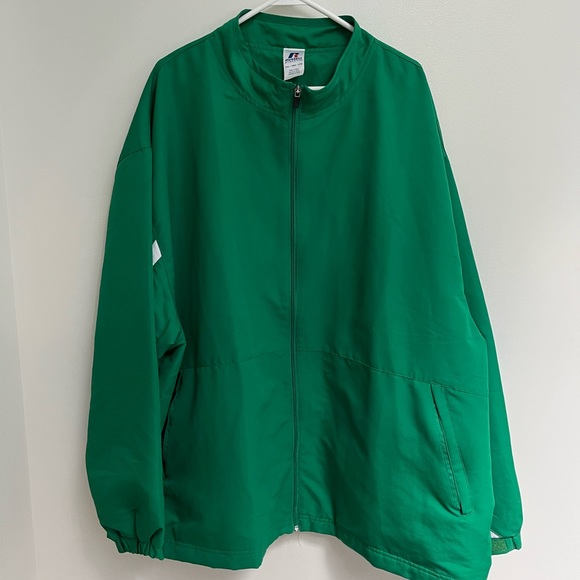 Russell green and white track jacket men’s GUC size 3X - Picture 2 of 9